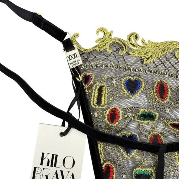 NWT KILO BRAVA Jewels & Pearls Embroidered G-String Sz XXXL - Picture 6 of 7